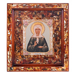 0071405 Изделия из янтаря ИКОНА"МАТРОНА МОСКОВСКАЯ" 38,5*35*3,5см
