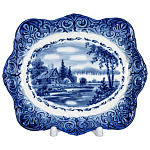  Гжель Тарелка сувенирная настенная ЛЕТО В ДЕРЕВНЕ 18*15 см