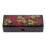 79502/16*7см Хохлома Шкатулка-футляр для очков "РЯБИНА" на черном Р36