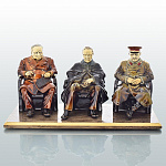 0032141 Фарфор Карельск.береза КОМПОЗИЦИЯ "Ялтинская конференция" подставка карельск. береза