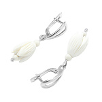  Бивень мамонта Серьги"Подснежники"серебрение