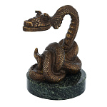3807 Бронза патинированная Статуэтка Символ года "Удав КАА" Змеевик 
