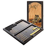 04178/БС Нардовая доска с фишками "Тигр" 64*60см Янтарь,Мореный дуб,Карельская береза