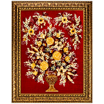 0072779 Картина янтарная "ЦВЕТЫ " фон КРАСНЫЙ, вертикальная60*80