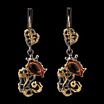 821916/5,38г  Серебро 925* СЕРЬГИ вст.Янтарь 