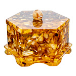 0061063/d=15см Янтарь Шкатулка  шестигранная 00-00000796