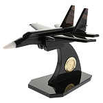 9491 Нат.камень Часы настольные "Самолет" Обсидиан 15,5*21*25смСМ-002