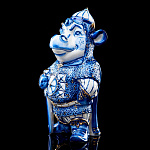 -0,7л  Фарфор ШТОФ "Бык-Богатырь" кобальт с золотом