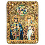200431/15*20см Икона подарочная "Петр и Феврония" мор.дуб  в ПУ (RTI-248-5.m)
