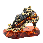 0071665/219 Сувенир Кот на туфельке  (коньячный)