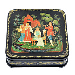 0044922/10*10см  Лаковая миниатюра Палех ШКАТУЛКА "Снегурочка" Захарова