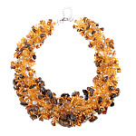 Колье-жгут из бисера и янтаря "Ветвь"