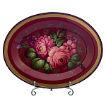Поднос с авторской росписью "Цветы" 22х17 см