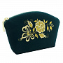 Косметичка бархатная "Счастье". Морская волна с золотой вышивкой, фотография 5. Интернет-магазин ЛАВКА ПОДАРКОВ