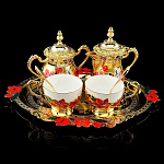 0040677 Златоуст Чайный набор МАКИ на 2 персоны Поднос+сахарница+заварочник+2ч+2л