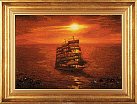 Картина янтарная корабля "Фрегат"