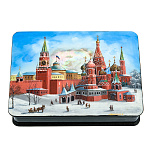 0072487 ШКАТУЛКА с художественной росписью МОСКВА зима перламутр15*11*3,5 см