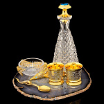 0039757/1130  Златоуст Икорница+штоф+2 стопки (на агате) в уп.