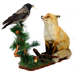 Таксидермия Чучело "Ворона и лисица (по басне Крылова)" напольное/настольное