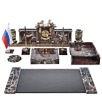 9151 Нат.камень ПИСЬМЕННЫЙ НАБОР "ЛОШАДИ" мрамор под яшму (полная комплектация)