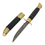 202702 Оружие сувенирное НОЖ ФИНКА,дамаск с позолотой