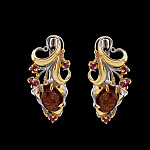 821982/6,09г  Серебро 925* СЕРЬГИ вст. Янтарь фианит р/п