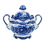 0074887 /№2 Гжель Сахарница "Семейная №2"Средняя  16*19см Авт. Алехин С.С. 