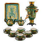 Самовар электрический 4 л с сервизом "Ландыш". Хохлома