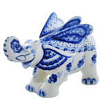 0036227 Гжель Скульптура "Слон с крыльями"  Авт.Черновы Л.и В