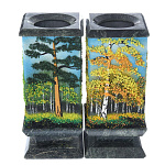 0050828/3602 Нат.камень Карандашница с рисунком в ассорт. Змеевик 