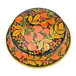 200752 Хохлома Шкатулка (коробочка) КЛУБНИКА d=11.5 см . b=4 см