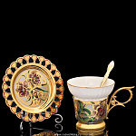 0024563 Златоуст ЧАШКА НА БЛЮДЦЕ "Фигурная" в П/У (222/2)