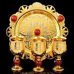 0058269/родонит Златоуст НАБОР ТРИО ВОДОЧНЫЙ на 3персоны  в ПУ