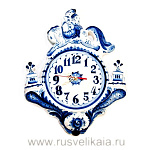 5292 Гжель Часы настенные "Сивка - Бурка" 33*25см Авт. Исаев С.В.