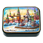 200956 Шкатулка с худ росписью "Москва. Красная площадь" зима,перламутр 9*7*3