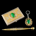 0037110 Златоуст НАБОР "АЖУР":Ручка+визитница+брелок в уп.