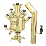 0076965 КОМПЛЕКТ Самовар+труба жаровой БАТАШЕВА медальный латунный 4л,банка