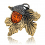 Брошь с янтарем "Желудь", фотография 3. Интернет-магазин ЛАВКА ПОДАРКОВ
