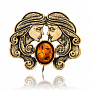 Брошь с янтарем "Знак зодиака Близнецы", фотография 2. Интернет-магазин ЛАВКА ПОДАРКОВ