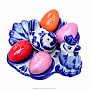 Пасхальница на 4 яйца "Курочка" с солонкой. Гжель, фотография 2. Интернет-магазин ЛАВКА ПОДАРКОВ