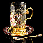  Златоуст Чайный набор с Эмалью на 1 персону В П/У