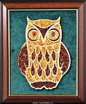 0024605 Янтарь КАРТИНА-ПАННО "Сова" 50*26см в раме