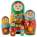 Матрешка "Традиционная с корзинкой" 5 мест