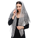 0059518 Пуховый платок 130*130см "ПАУТИНКА" серый  на  шелке