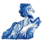 202795 Гжель  СКУЛЬПТУРА КОНЬ ЛЕТУН, в коб,19,5*16 см