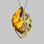 723049/фианит/8,31г  Серебро 925* ПОДВЕСКА вст.Янтарь  фианит р/п