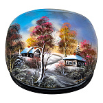 202555 Шкатулка с худ росписью "Зима в деревне" перламутр,9*8*3 см