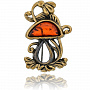 Брошь с янтарем "Грибочек" (коньячный), фотография 2. Интернет-магазин ЛАВКА ПОДАРКОВ