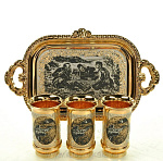 3963/ФД Златоуст Набор подарочный "На троих" Блюдо+3 стопки