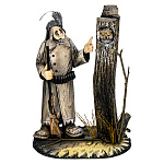 0021537 Резьба по дереву Скульптура "Охотник и сова" Ручная работа